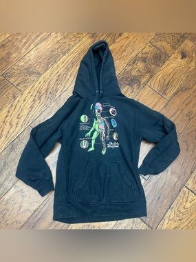 Alienlabs Black Graphic‎ Hoodie with Neon Anatomy Print